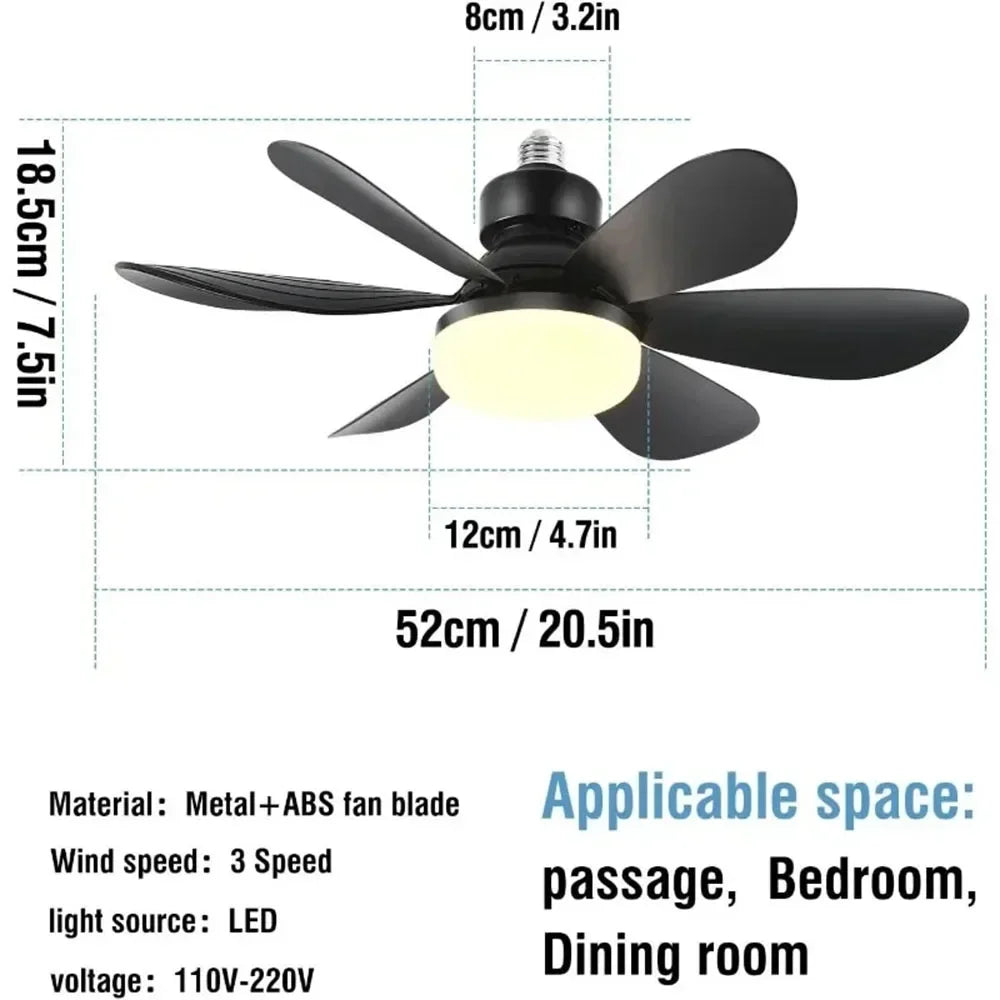 Ventilador de techo con luz LED 40W E27 negro con mando a distancia