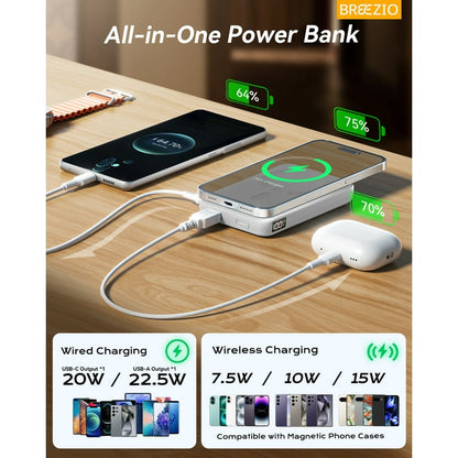 Batería externa 12000mAh con carga inalámbrica y soporte