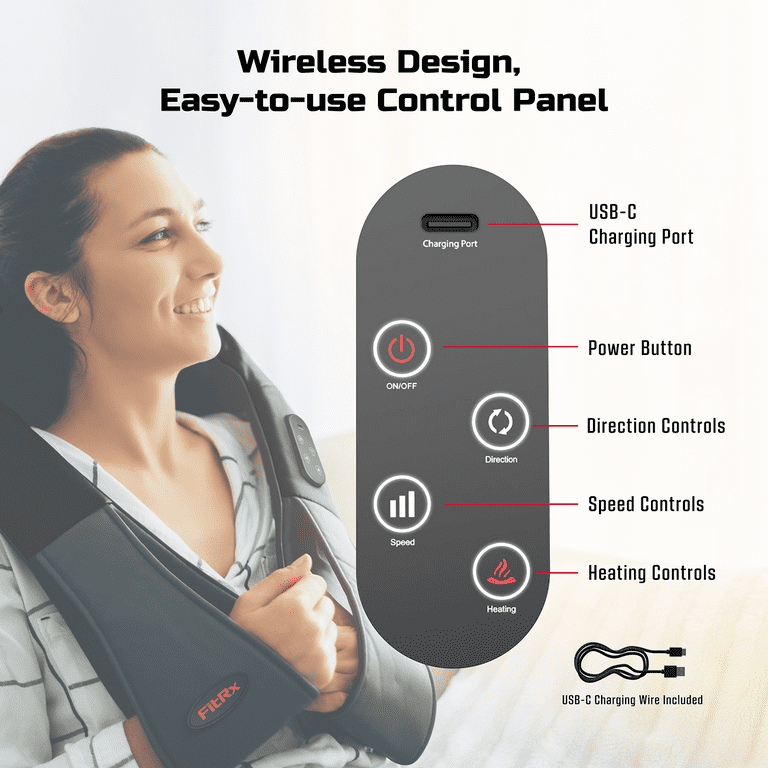 Masajeador cervical Shiatsu inalámbrico con calor y batería