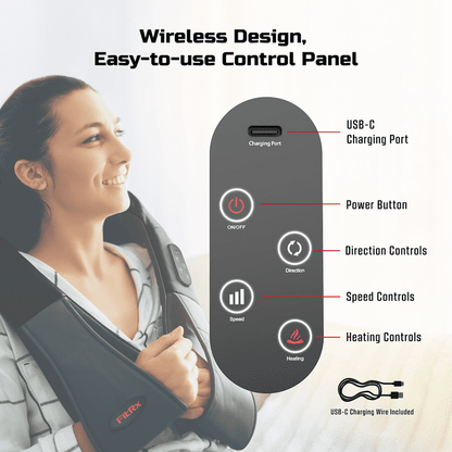 Masajeador cervical Shiatsu inalámbrico con calor y batería