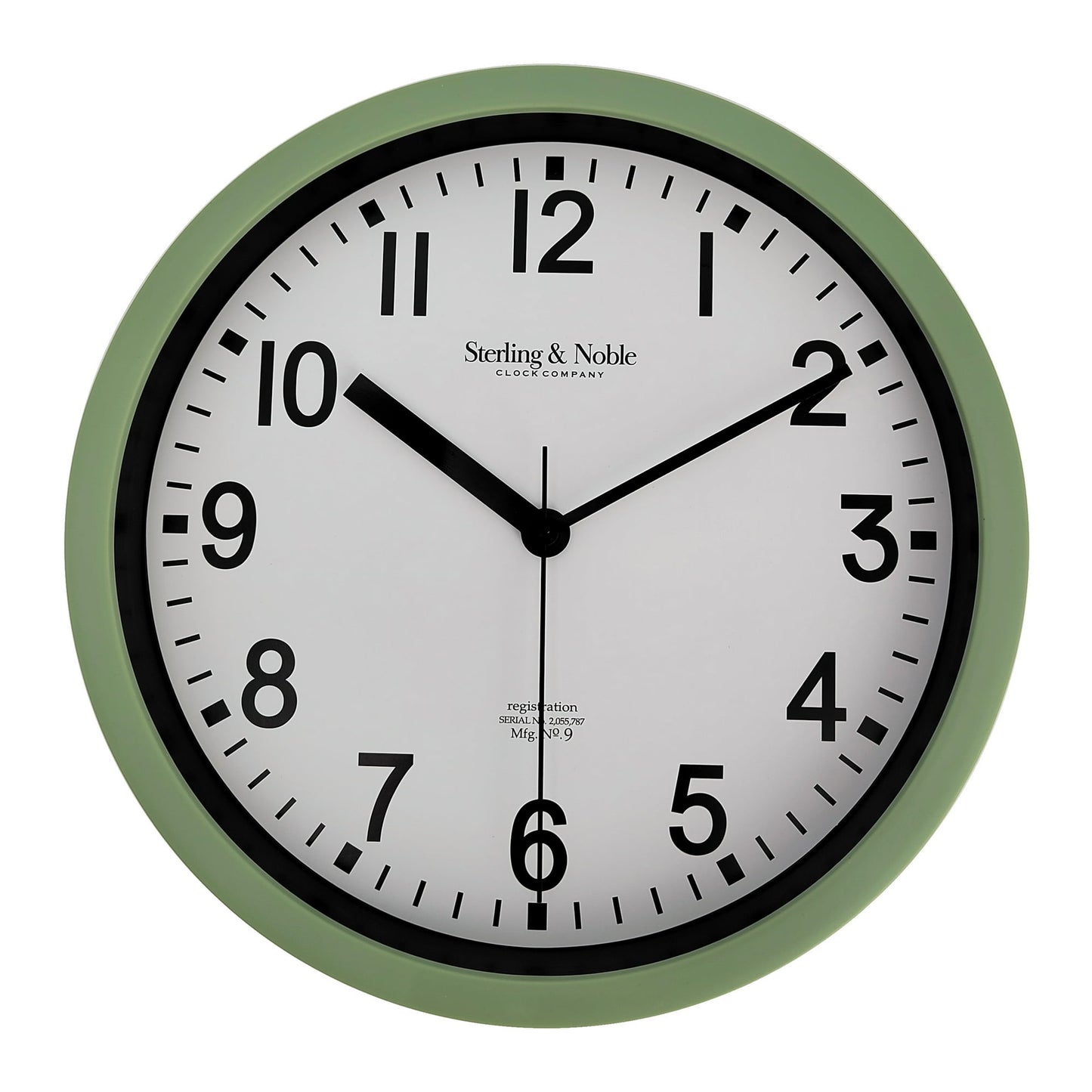 Reloj de pared redondo analógico 22 cm moderno color salvia