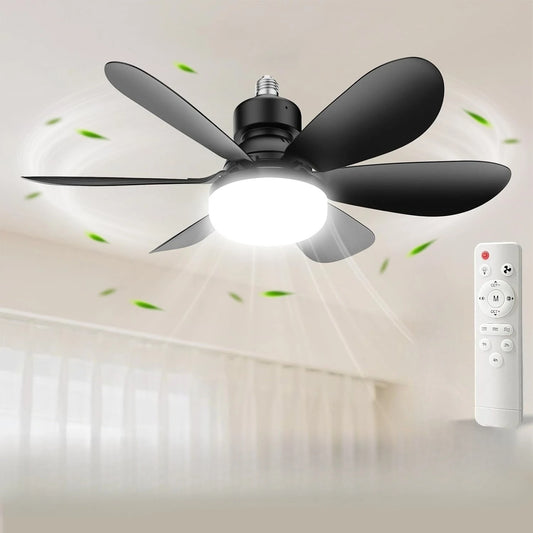Ventilador de techo con luz LED 40W E27 negro con mando a distancia