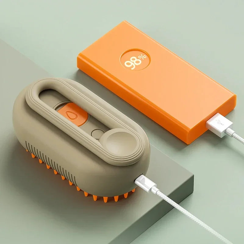 Cepillo para Gatos de Vapor 3 en 1 con Pulverizador y Masaje USB