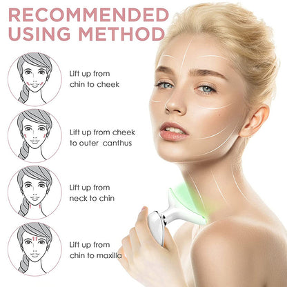 Masajeador facial y cuello EMS con luz LED y vibración recargable