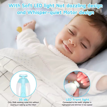 Cortauñas eléctrico para bebé con limas y luz LED