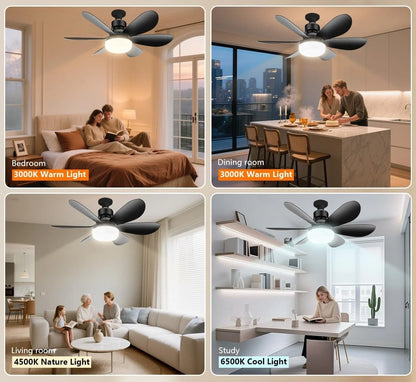 Ventilador de techo con luz LED 40W E27 negro con mando a distancia
