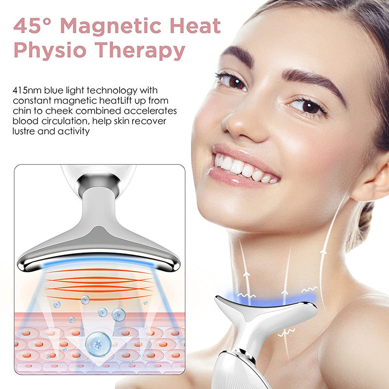 Masajeador facial y cuello EMS con luz LED y vibración recargable