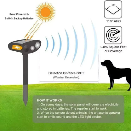 Ahuyentador de Gatos Solar por Ultrasonidos con Sensor PIR IP44