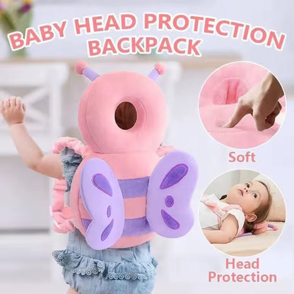 Protector de Cabeza para Bebé Tipo Mochila con Diseño de Mariposa Antigolpes