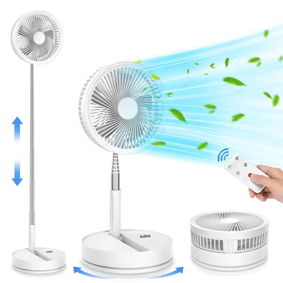 Ventilador de pie plegable recargable USB con control remoto