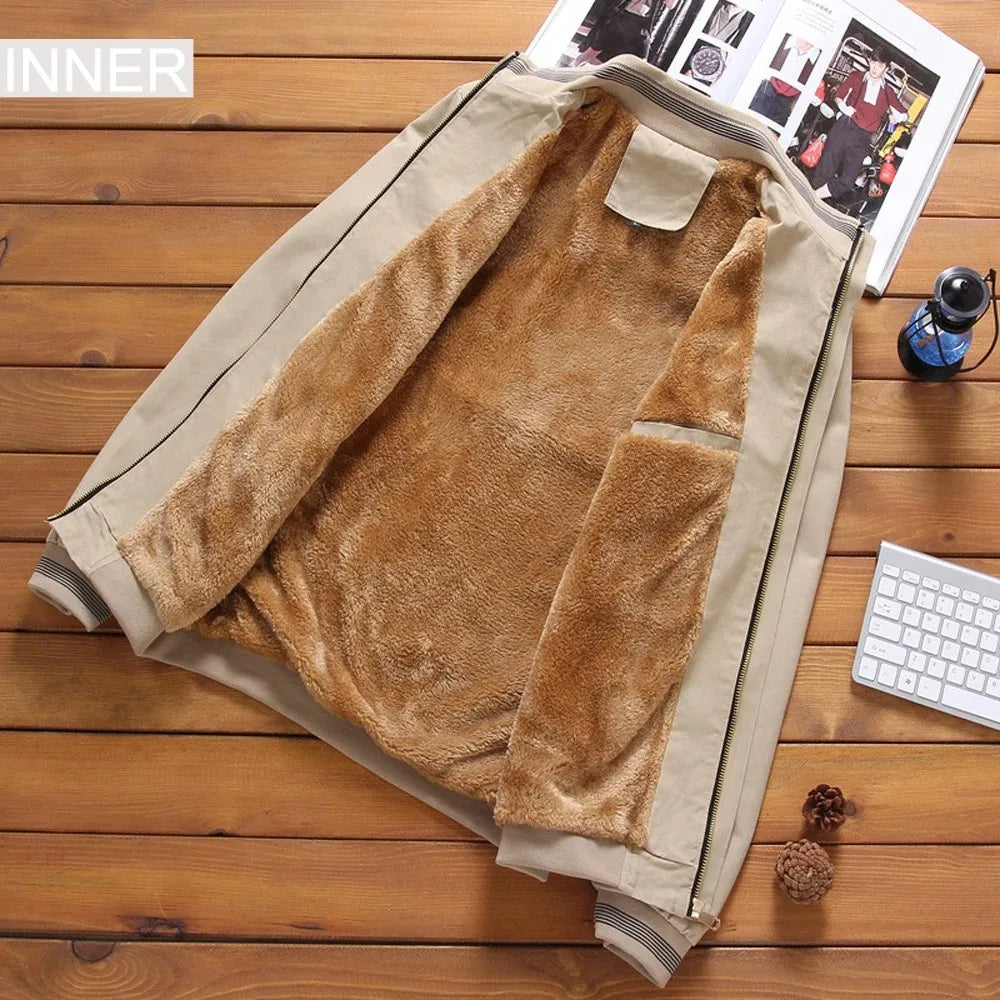 Chaqueta informal con cremallera, cuello alto y bolsillos para hombre