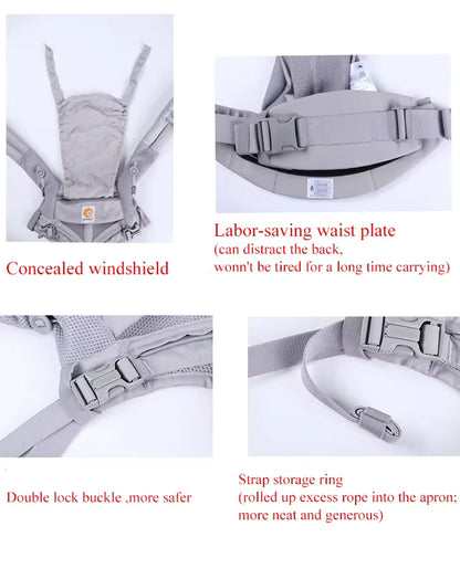 Mochila portabebes ergonómica transpirable ajustable para recién nacidos y bebés hasta 20 kg