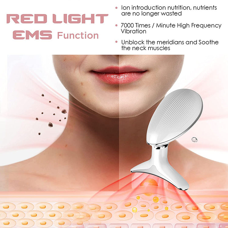 Masajeador facial y cuello EMS con luz LED y vibración recargable