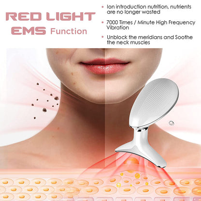Masajeador facial y cuello EMS con luz LED y vibración recargable