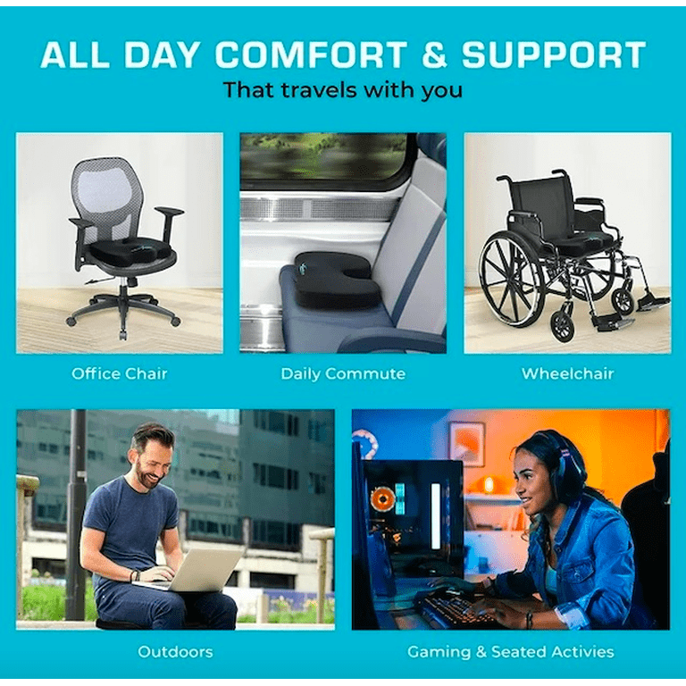 Cojín ortopédico viscoelástico para coxis con diseño ergonómico
