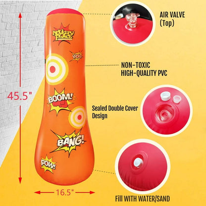 Saco de boxeo inflable infantil 135 cm con base rellenable