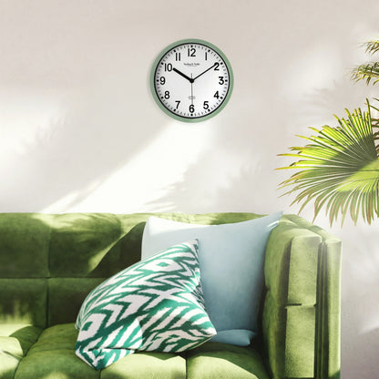 Reloj de pared redondo analógico 22 cm moderno color salvia